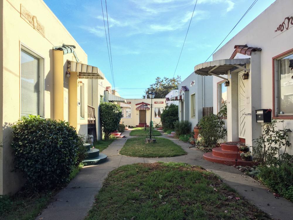 Example of a bungalow court Missing Middle building type in Alameda, CA.