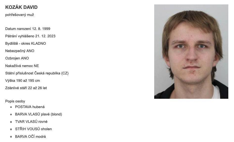 Missing person: David Kozák